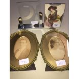 2 vintage 1930's art deco photo frames and 2 oval photo frames.