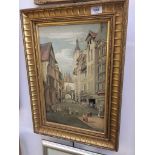 A. Schiller, a 19th century continental town scene, oil on canvas, signed lower left, 44cm x 28cm,