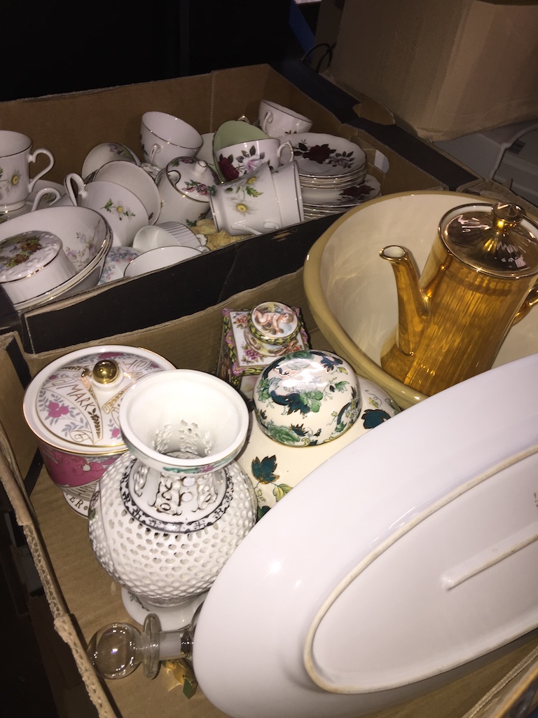 2 boxes of misc pottery and china.