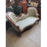 A reproduction spoon back settee, W193cm.