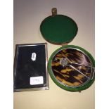 2 vintage art deco shaving mirrors, one folding in leather case.