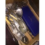 Various antique/vintage silver plate cutlery, pair of berry spoons etc.