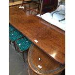 A 19th century mahogany pedestal tilt top table with plum pudding mahogany top, H72cm, W143cm,