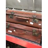 2 vintage leather suitcases