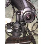Canon EOS 600 and Pentax MVI cameras