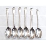 A matched set of six hallmarked silver shipping line teaspoons