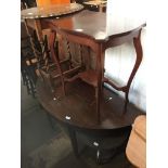 A D end table, two occasional tables and a bakelite 2 tier coffee table