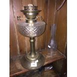 Brass and glass Victorian oil lamp