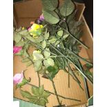 Box of ceramic plastic stem flowers