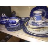 Selection of 19th century blue and white pottery etc.