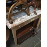 A pitch pine table with drawer