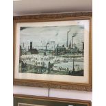 After L.S. Lowry R.A., 'An Industrial Town', print, 53cm x 68cm, framed and glazed.