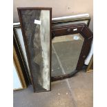 Beaded oak mirror and narrow print