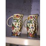 Pair of H J Wood Indian Tree jugs