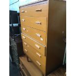 A retro teak chest of drawers on tapered legs, H119cm.