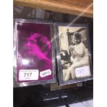 2 vintage art deco HM silver photo frames and period postcards.