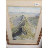 Brian Hirst, 20th century, 'Striding Edge', watercolour, signed lower right, 54cm x 36cm, framed and