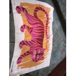 1960's vintage belinda lyon for oxfam tiger irish linen tea towel.