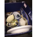 A box of pottery, ceramics, etc.