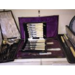 Four boxed sets of plated cutlery