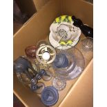 Box of glass and pottery