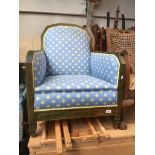 A French stained pine framed armchair