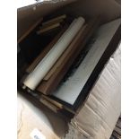 A box of military pictures, frames, etc.
