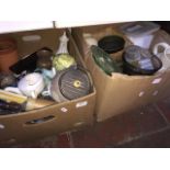 Two boxes of pottery etc.