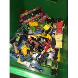 Box of assorted die-cast toys including Matchbox
