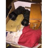 WW2 REL/Canada 1944 binoculars, stitched flag and leather cases.