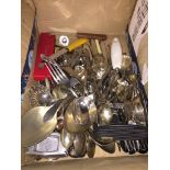 A box of cutlery to include EPNS