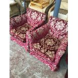 A pair of Damask Armchairs