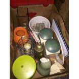 Box of kitchen pottery etc.