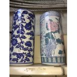 Two modern Chinese porcelain stick stands