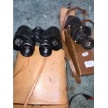 Vintage lichter 7 x 50 binoculars and Ross 7 x 50 monocular, both with cases.