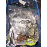 Blue box of costume jewellery, Bangles etc.