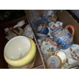 Two boxes of Japanese porcelain and other ceramics