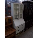 A painted glazed bureau bookcase