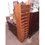 A tall plywood record cabinet, height 152cm.