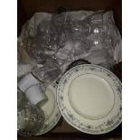 Box of Minton Bellemeade dinnerware and glassware