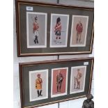 After M. G. Greensmith, a set of six military officer prints presented as two framed and glazed