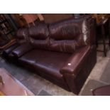 A G-Plan three piece brown leather suite