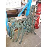 Cast iron bench ends and two table legs