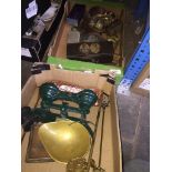 2 boxes of brass, copper and metalware