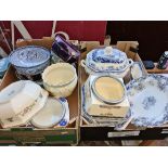 2 boxes of pottery including 19th century blue and white, Adams and Austrian secessionist bowl.