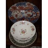Imari dish, Minton bowl and pottery plate