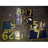 3 vintage railway track marker signs