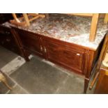 An Edwardian marble top inlaid mahogany wash stand.