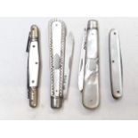 4 silver bladed penknives