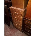 A pine chest of drawers, width 48cm, depth 46cm & height 97cm.